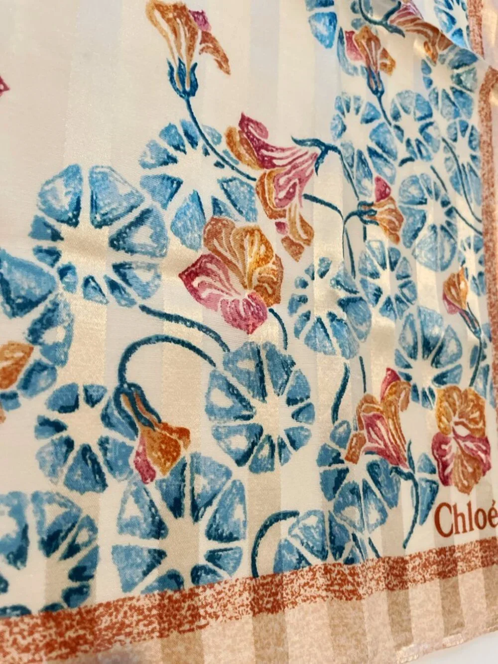 Chloé Floral Silk Cotton Blend Scarf